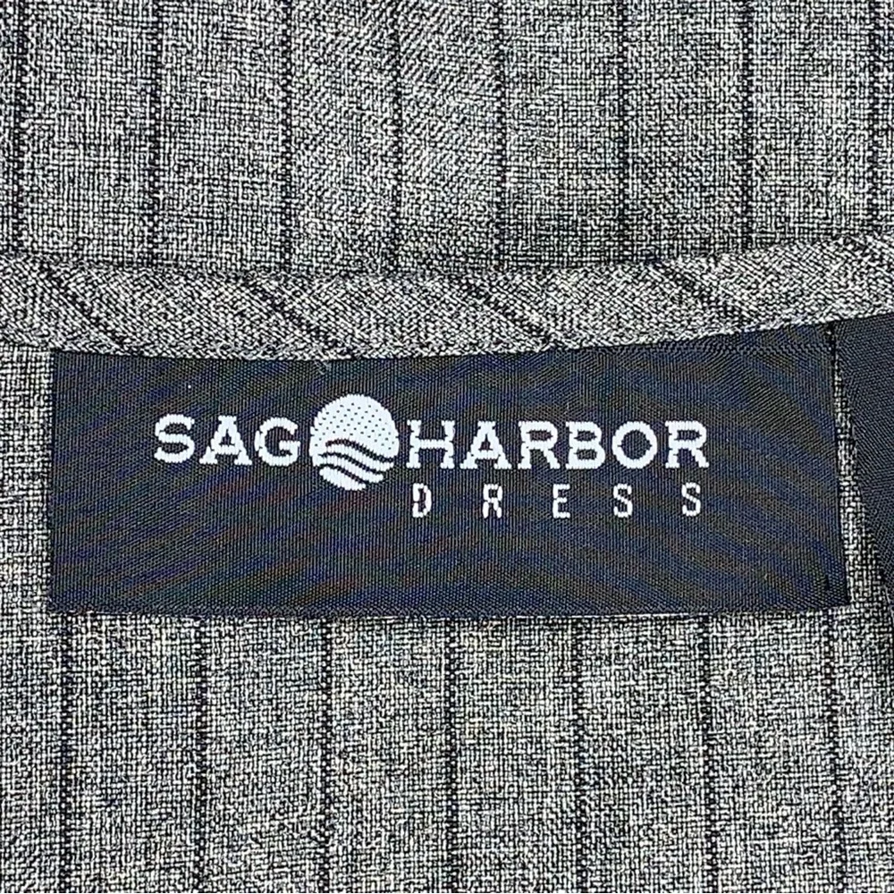 Vintage Size 12 Sag Harbor Grey Striped Vest Button Up Academia Goth Vneck